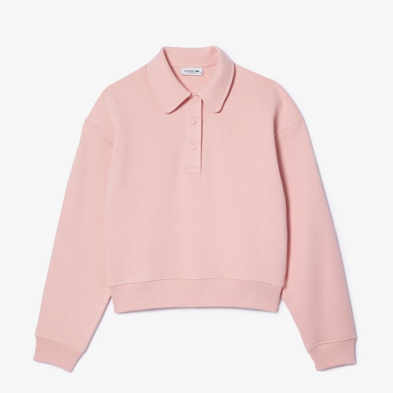 Women's Lacoste Embroidered Polo Sweatshirt Waterlily Pink | EYW218673