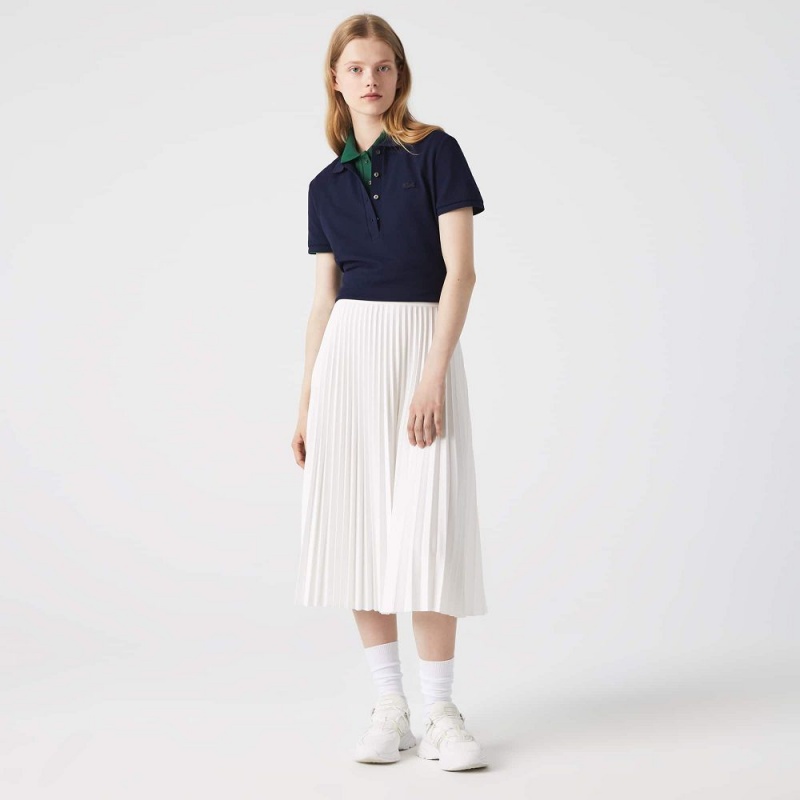 Women's Lacoste Flowing Pleated Skirt White | TWS547123