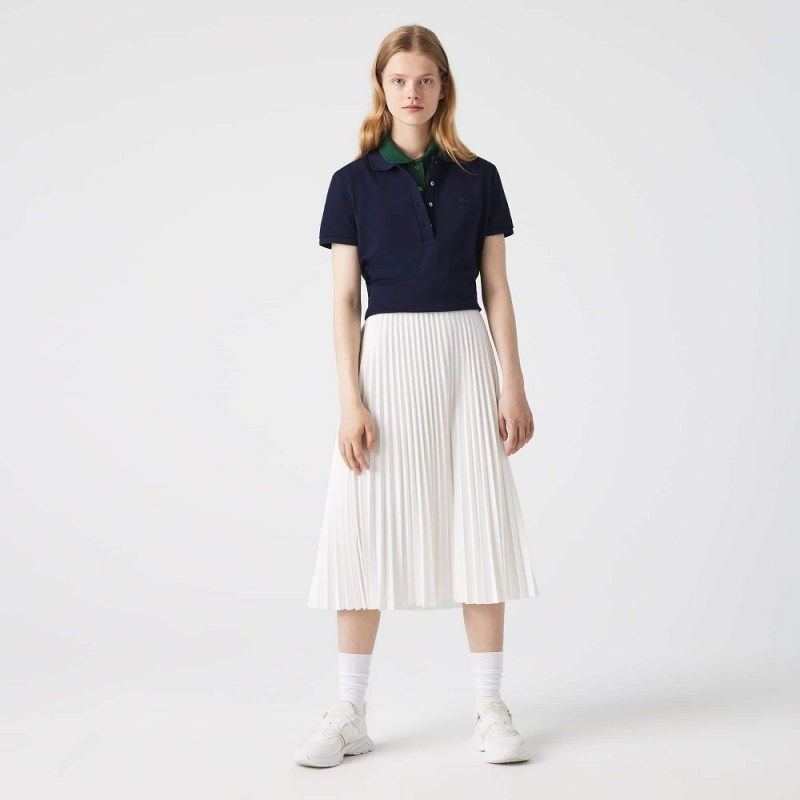 Women's Lacoste Flowing Pleated Skirt White | TWS547123