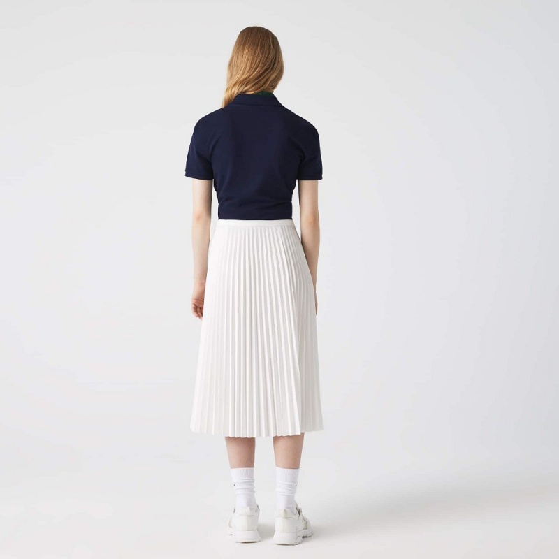 Women's Lacoste Flowing Pleated Skirt White | TWS547123