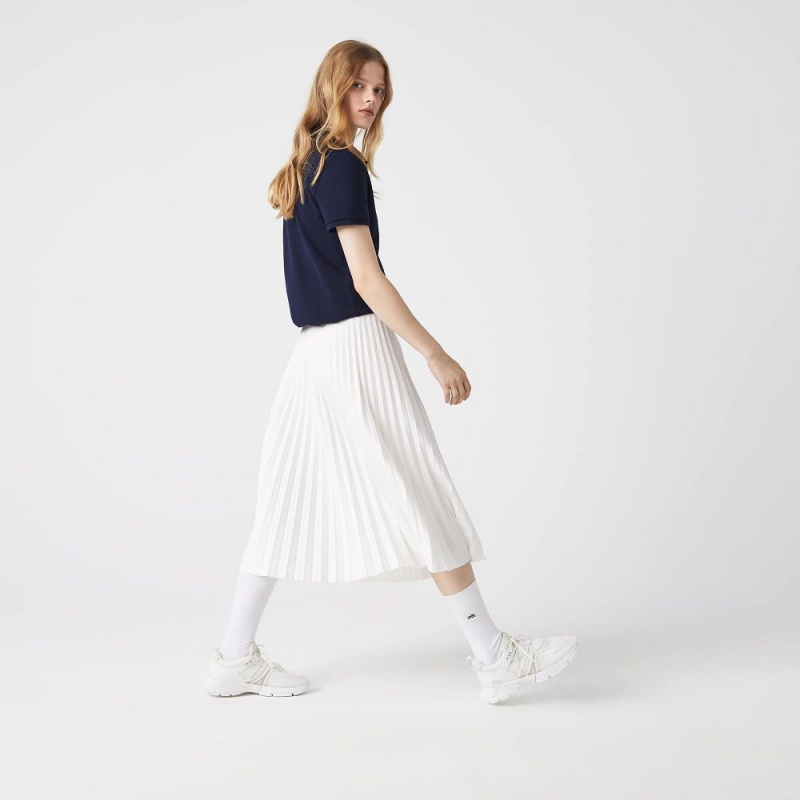 Women's Lacoste Flowing Pleated Skirt White | TWS547123