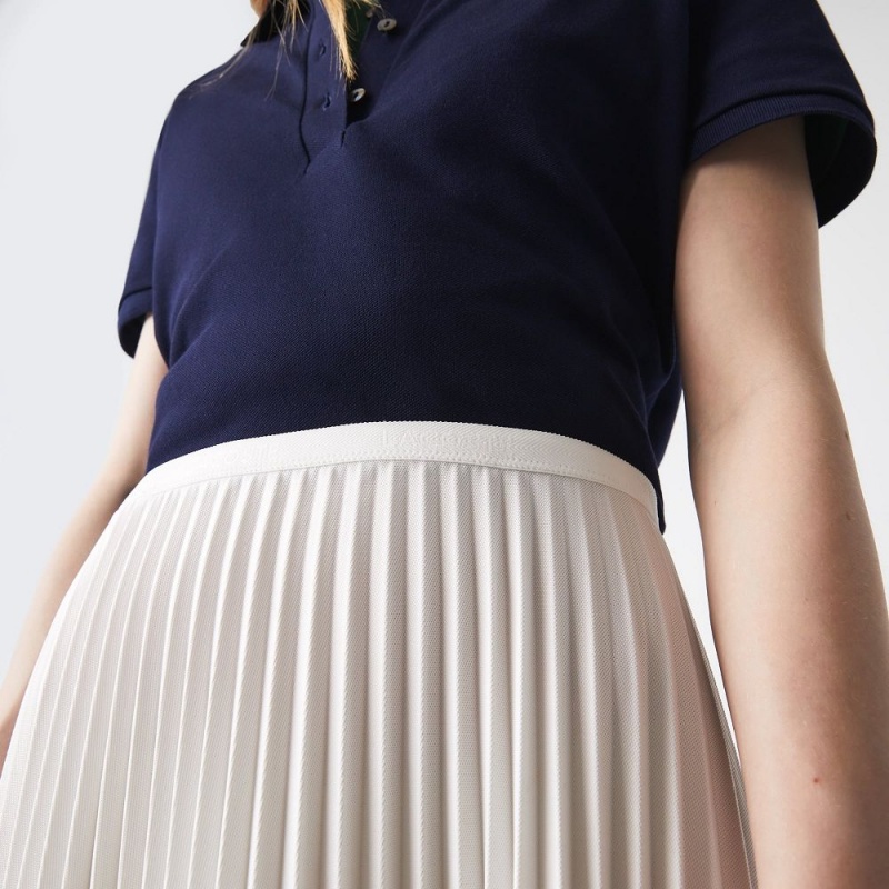 Women's Lacoste Flowing Pleated Skirt White | TWS547123