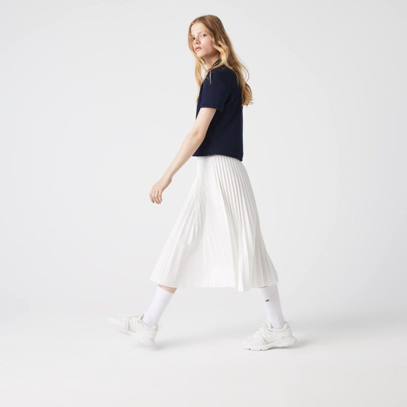 Women's Lacoste Flowing Pleated Skirt White | TWS547123