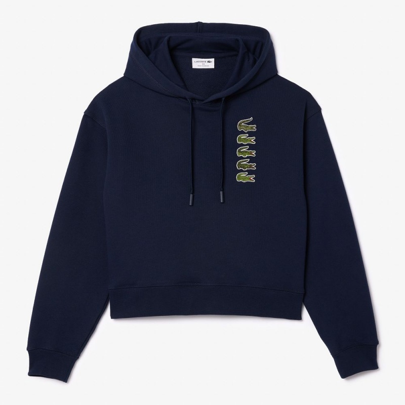 Women's Lacoste Iconic Croc Hoodie Navy Blue | ENW593728