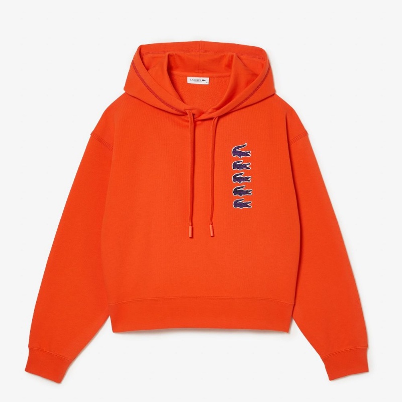 Women's Lacoste Iconic Croc Hoodie Sunrise orange | SWA830927