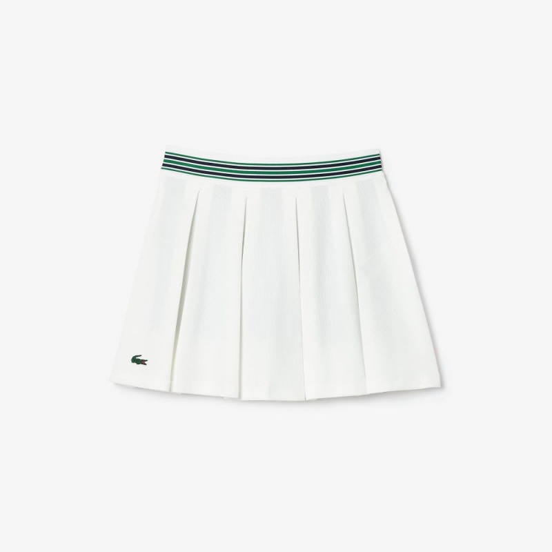 Women's Lacoste Integrated Piqué Shorts with Skirt White Green | CFD129586