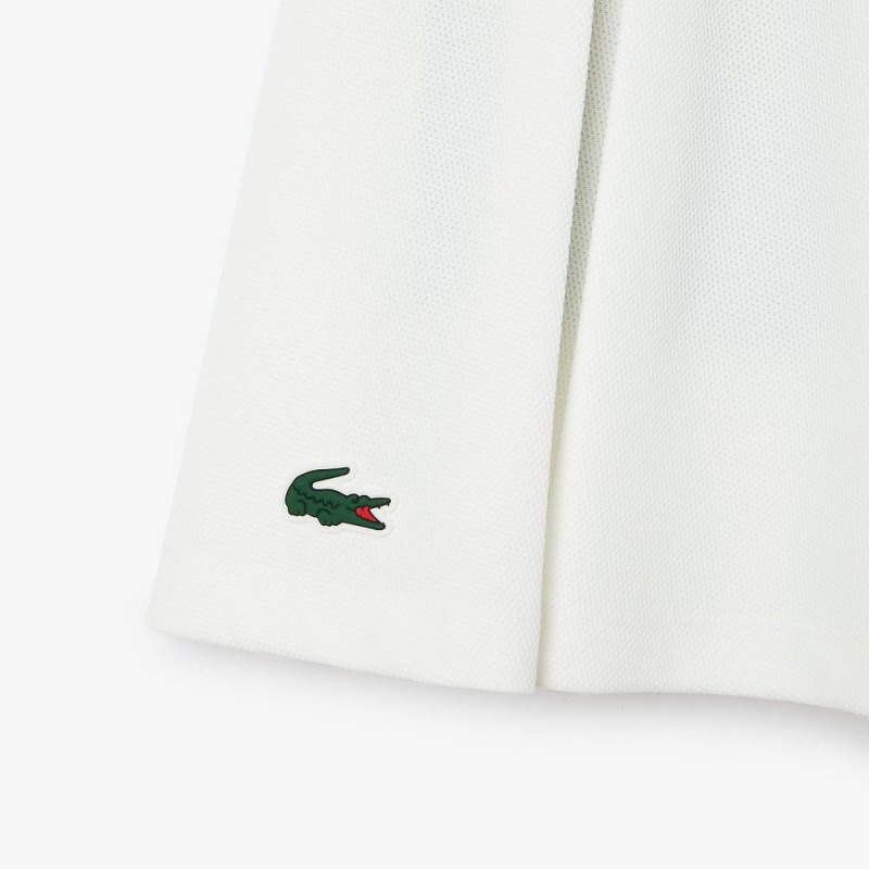 Women's Lacoste Integrated Piqué Shorts with Skirt White Green | CFD129586