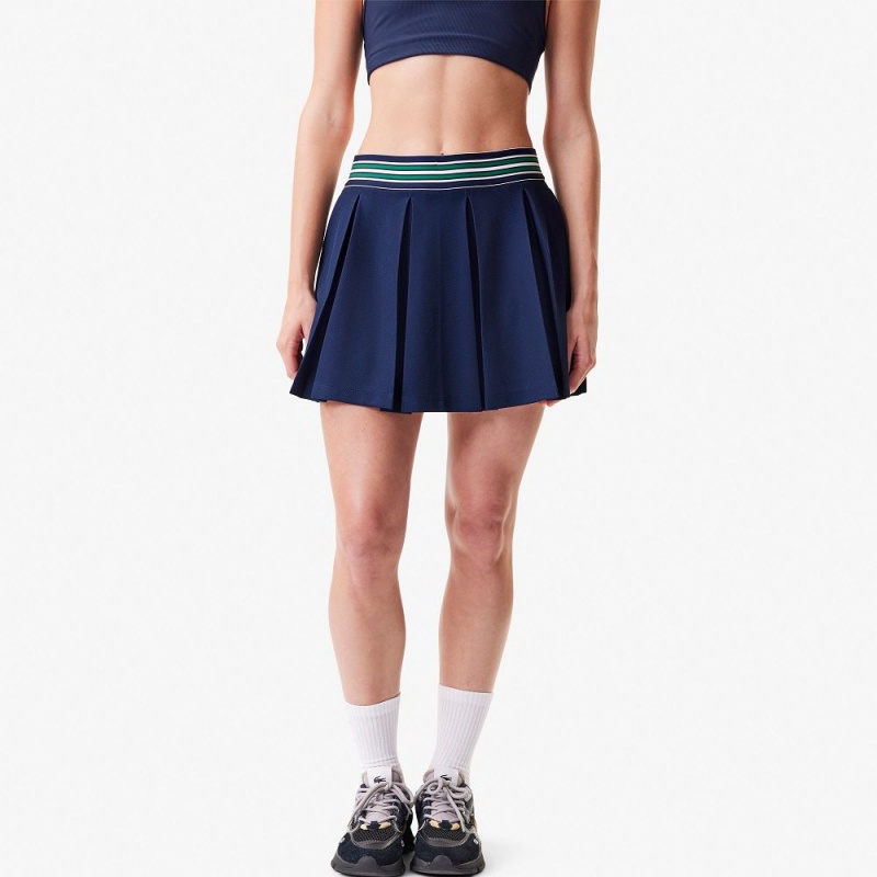 Women's Lacoste Integrated Piqué Shorts with Skirt Navy Blue | COZ354102