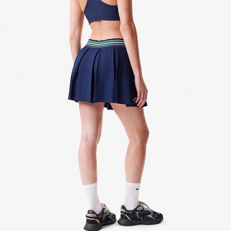 Women's Lacoste Integrated Piqué Shorts with Skirt Navy Blue | COZ354102