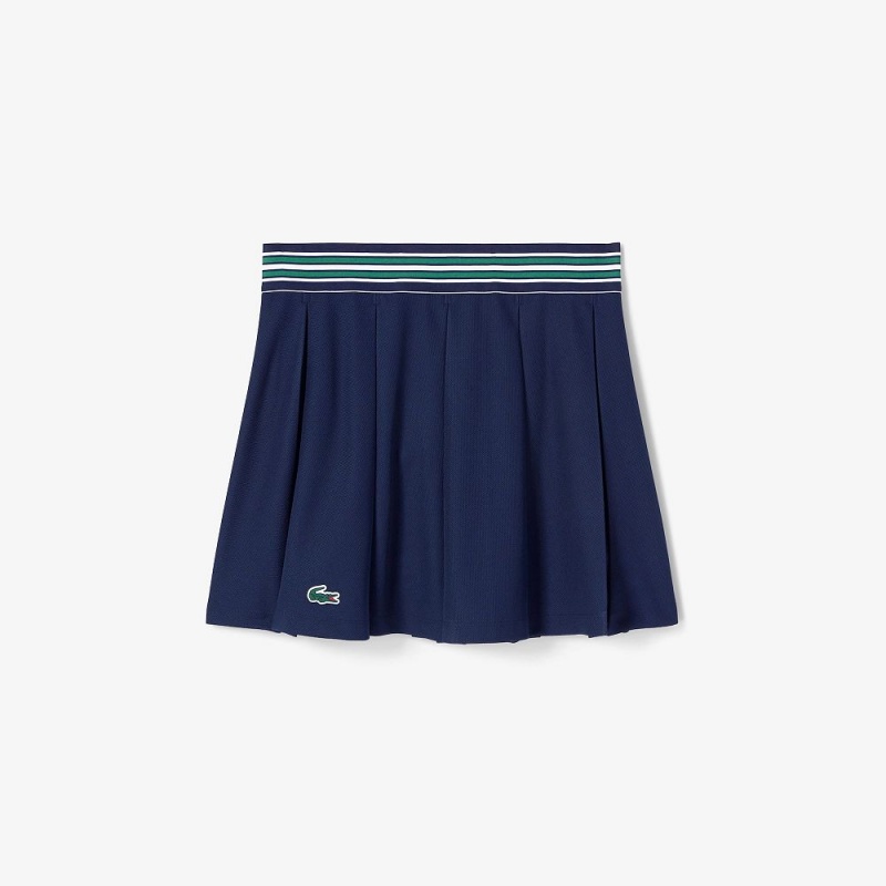 Women's Lacoste Integrated Piqué Shorts with Skirt Navy Blue | COZ354102