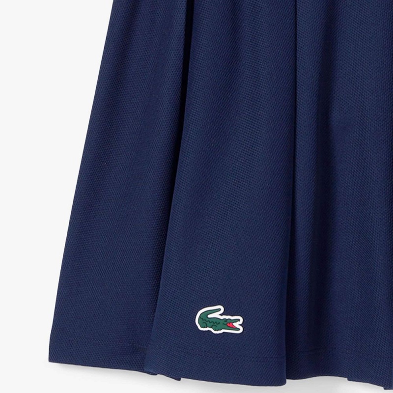 Women's Lacoste Integrated Piqué Shorts with Skirt Navy Blue | COZ354102