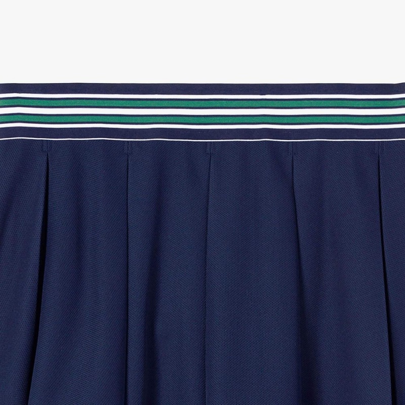 Women's Lacoste Integrated Piqué Shorts with Skirt Navy Blue | COZ354102