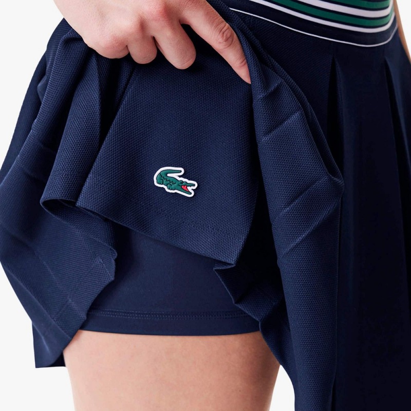 Women's Lacoste Integrated Piqué Shorts with Skirt Navy Blue | COZ354102