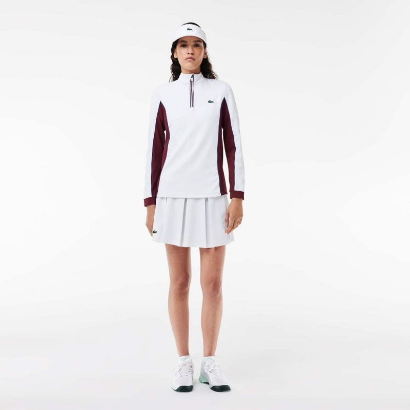 Women's Lacoste Integrated Piqué Shorts with Skirt White | BDV694217