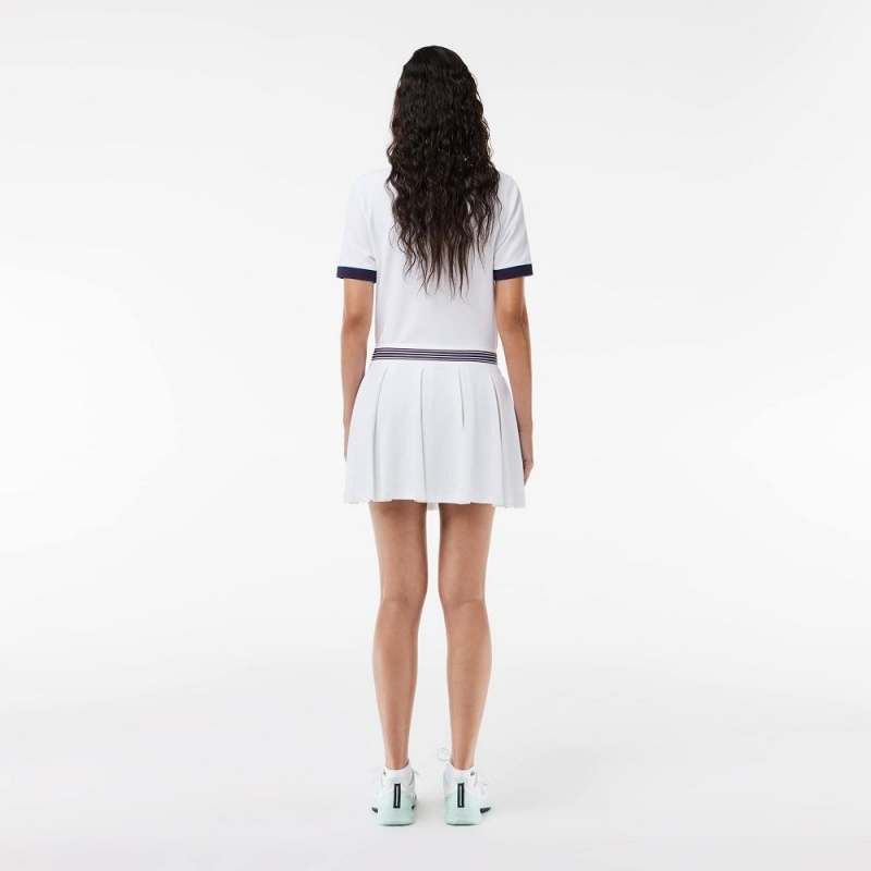 Women's Lacoste Integrated Piqué Shorts with Skirt White | BDV694217