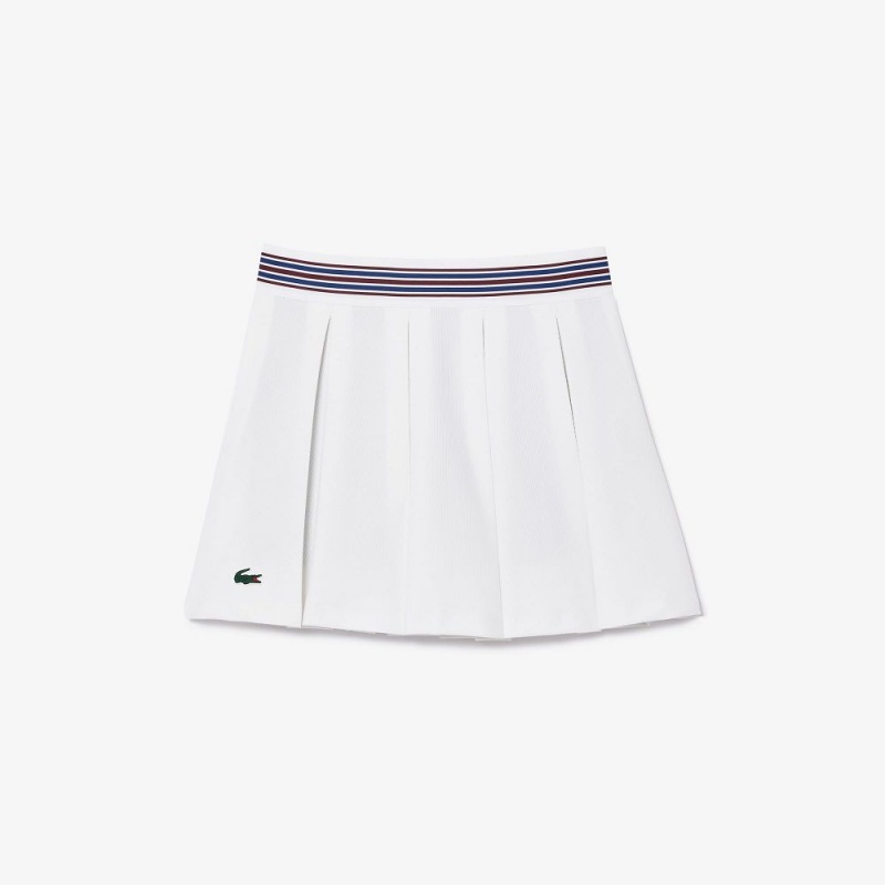 Women's Lacoste Integrated Piqué Shorts with Skirt White | BDV694217