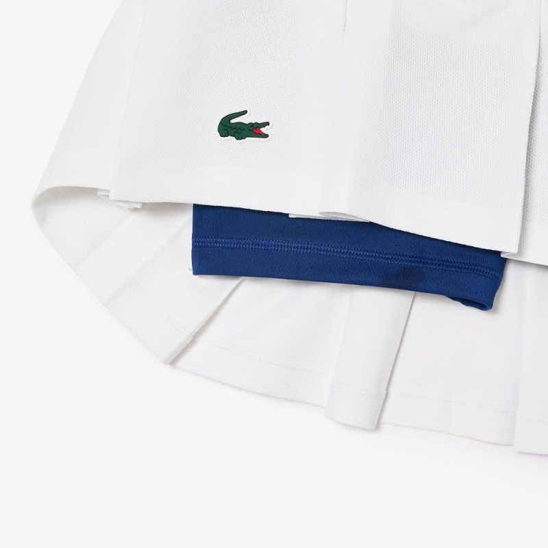 Women's Lacoste Integrated Piqué Shorts with Skirt White | BDV694217