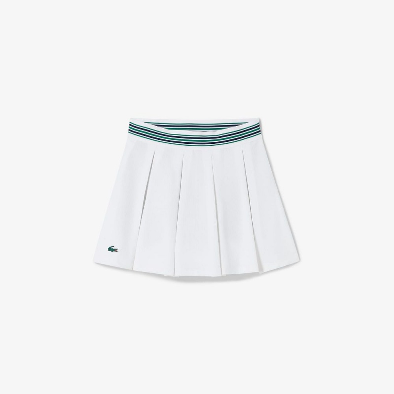 Women's Lacoste Integrated Piqué Shorts with Skirt White Green | VKQ754018