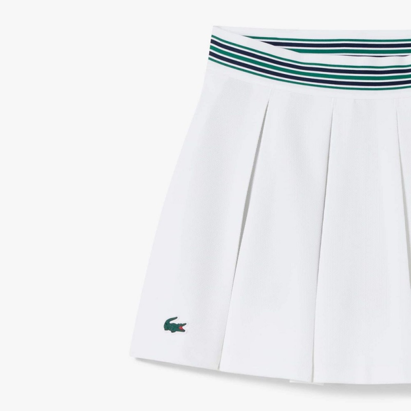 Women's Lacoste Integrated Piqué Shorts with Skirt White Green | VKQ754018