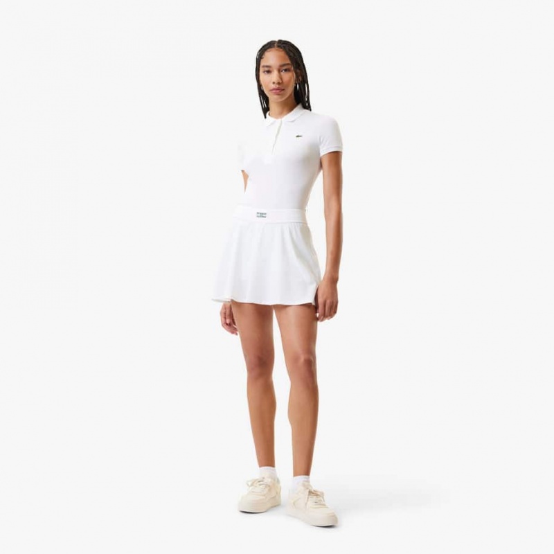 Women's Lacoste L.12.D Slim Fit Jersey Polo Shirts White | FDQ351894