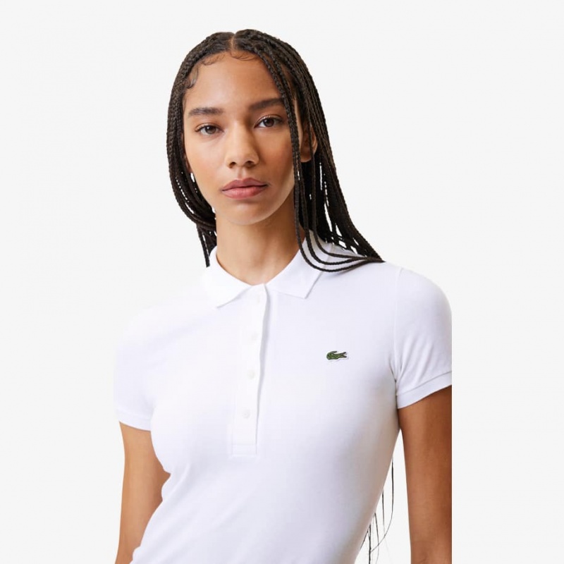 Women's Lacoste L.12.D Slim Fit Jersey Polo Shirts White | FDQ351894