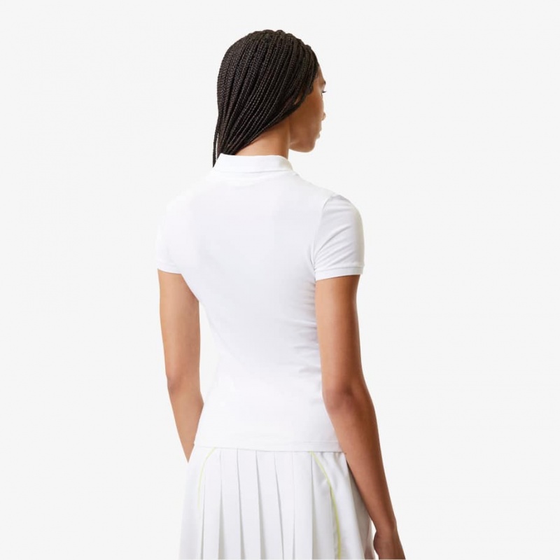 Women's Lacoste L.12.D Slim Fit Jersey Polo Shirts White | FDQ351894