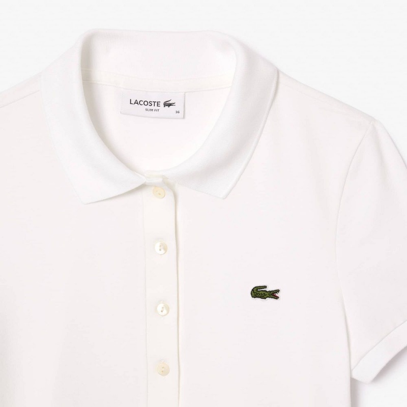 Women's Lacoste L.12.D Slim Fit Jersey Polo Shirts White | FDQ351894