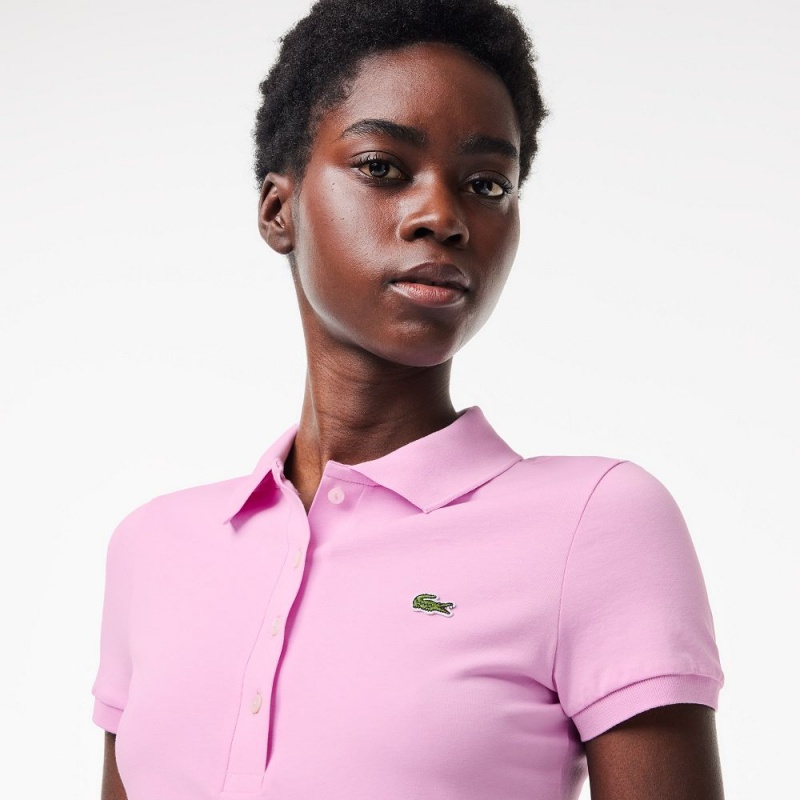 Women's Lacoste L.12.D Slim Fit Jersey Polo Shirts Pink | LMB854276