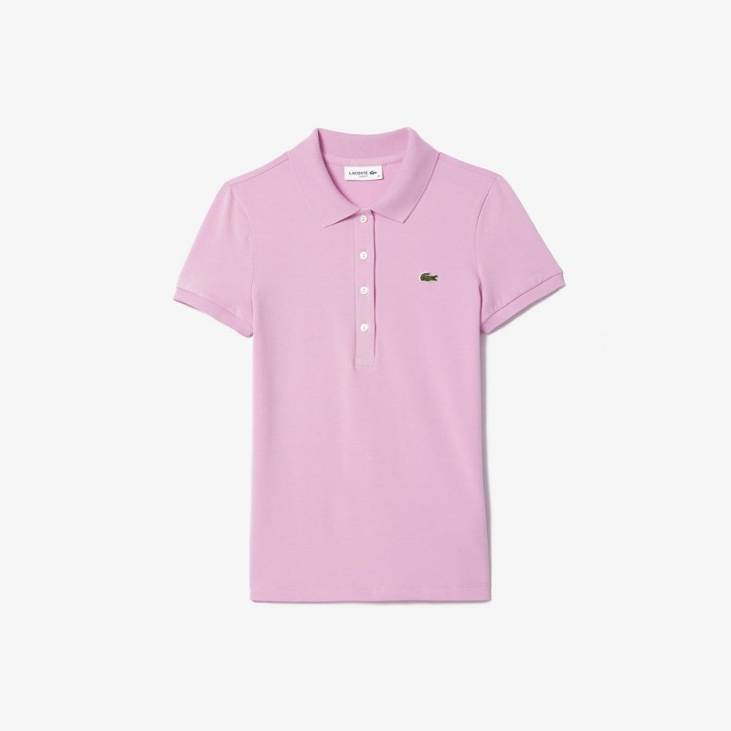 Women's Lacoste L.12.D Slim Fit Jersey Polo Shirts Pink | LMB854276