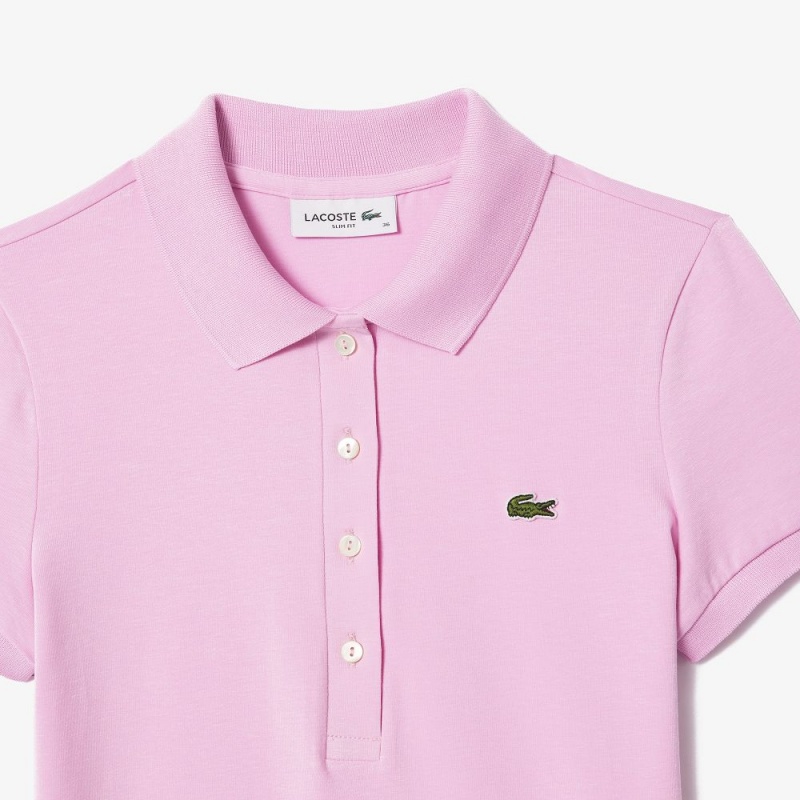 Women's Lacoste L.12.D Slim Fit Jersey Polo Shirts Pink | LMB854276