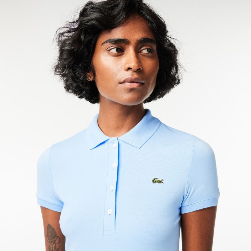 Women's Lacoste L.12.D Slim Fit Jersey Polo Shirts Pastel blue | DKP218396