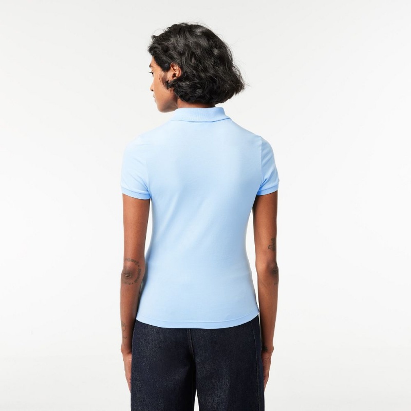 Women's Lacoste L.12.D Slim Fit Jersey Polo Shirts Pastel blue | DKP218396