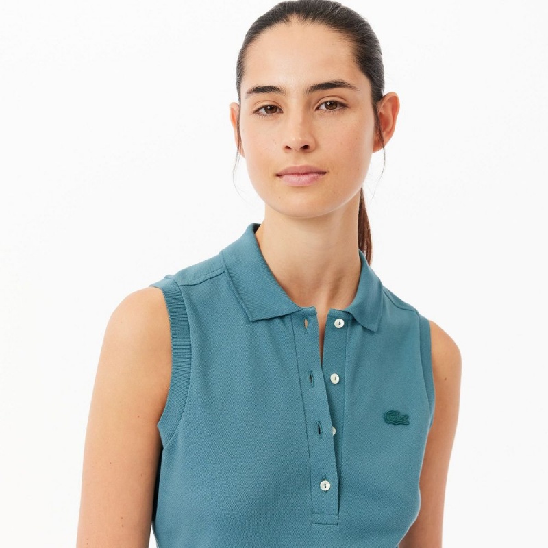 Women's Lacoste L.12.D Slim Fit Sleeveless Polo Shirts Hydro blue | BPW857942