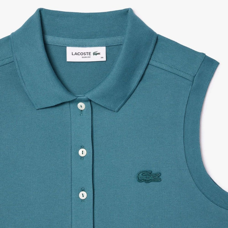 Women's Lacoste L.12.D Slim Fit Sleeveless Polo Shirts Hydro blue | BPW857942