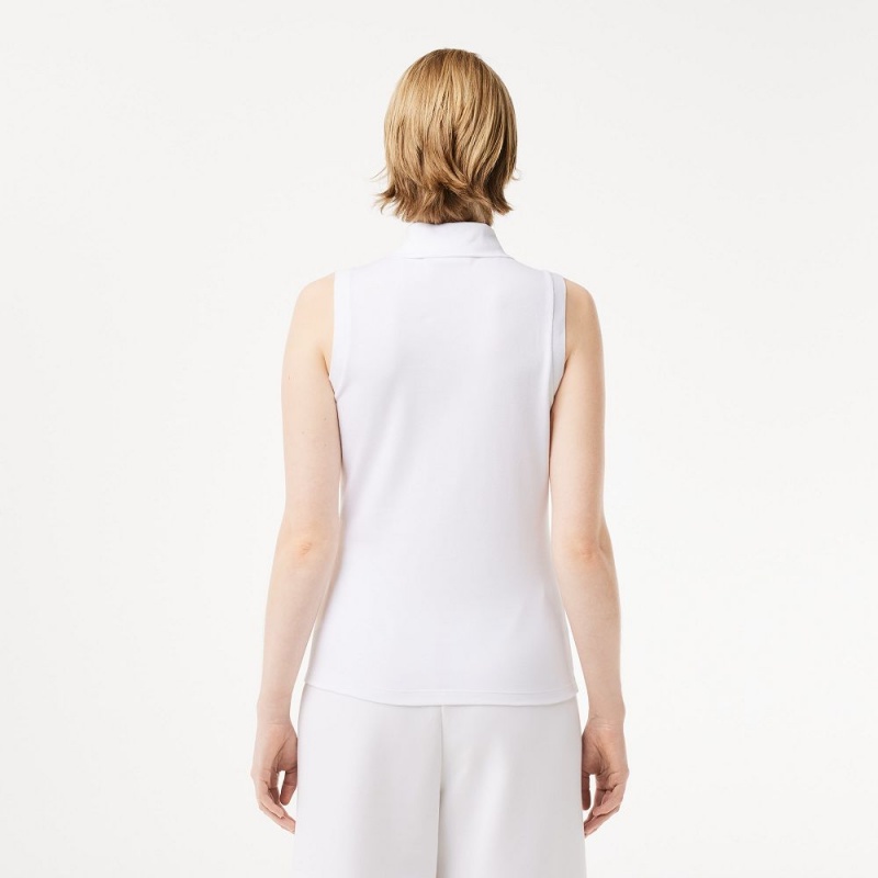 Women's Lacoste L.12.D Slim Fit Sleeveless Polo Shirts White | DKJ416392