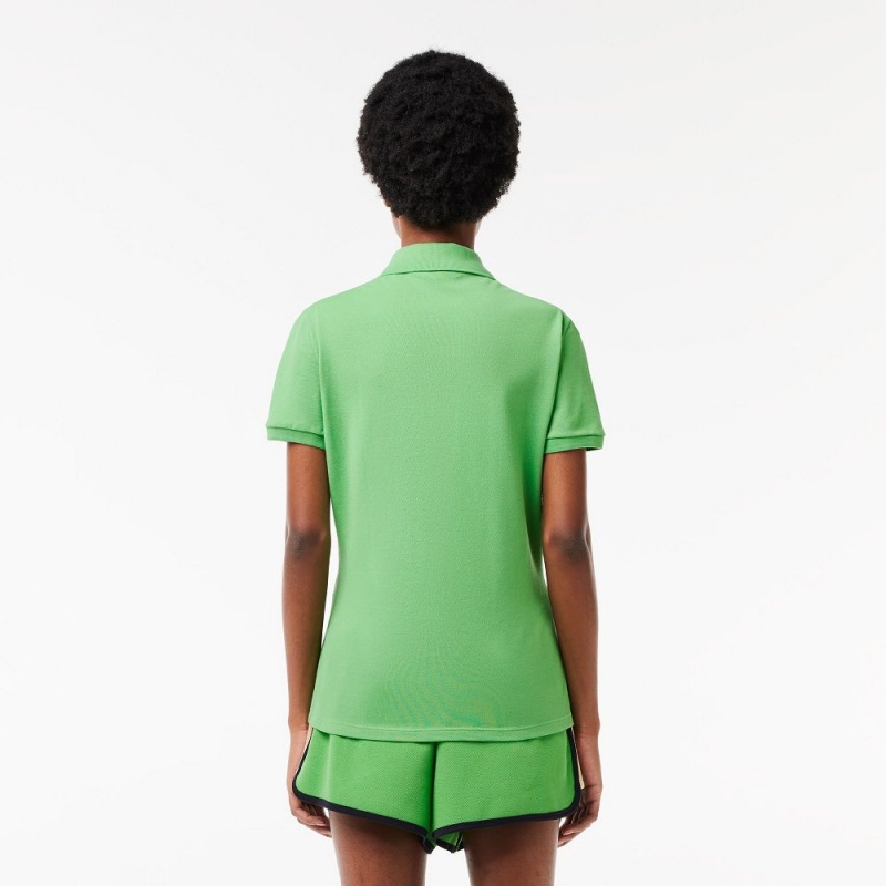 Women's Lacoste L.12.D Slim Fit Stretch Mini Piqué Polo Shirts Sorrel green | HWL508674