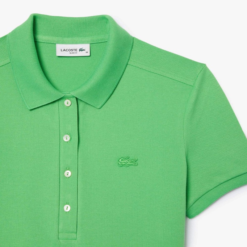 Women's Lacoste L.12.D Slim Fit Stretch Mini Piqué Polo Shirts Sorrel green | HWL508674