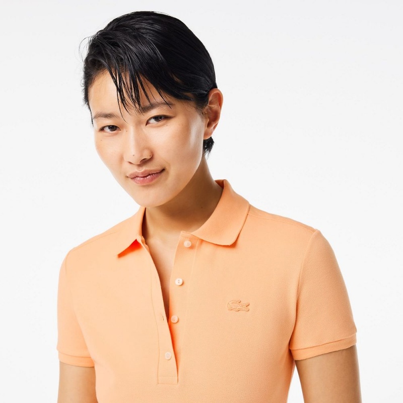 Women's Lacoste L.12.D Slim Fit Stretch Mini Piqué Polo Shirts Light Orange | VPB831954