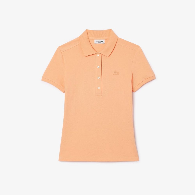 Women's Lacoste L.12.D Slim Fit Stretch Mini Piqué Polo Shirts Light Orange | VPB831954