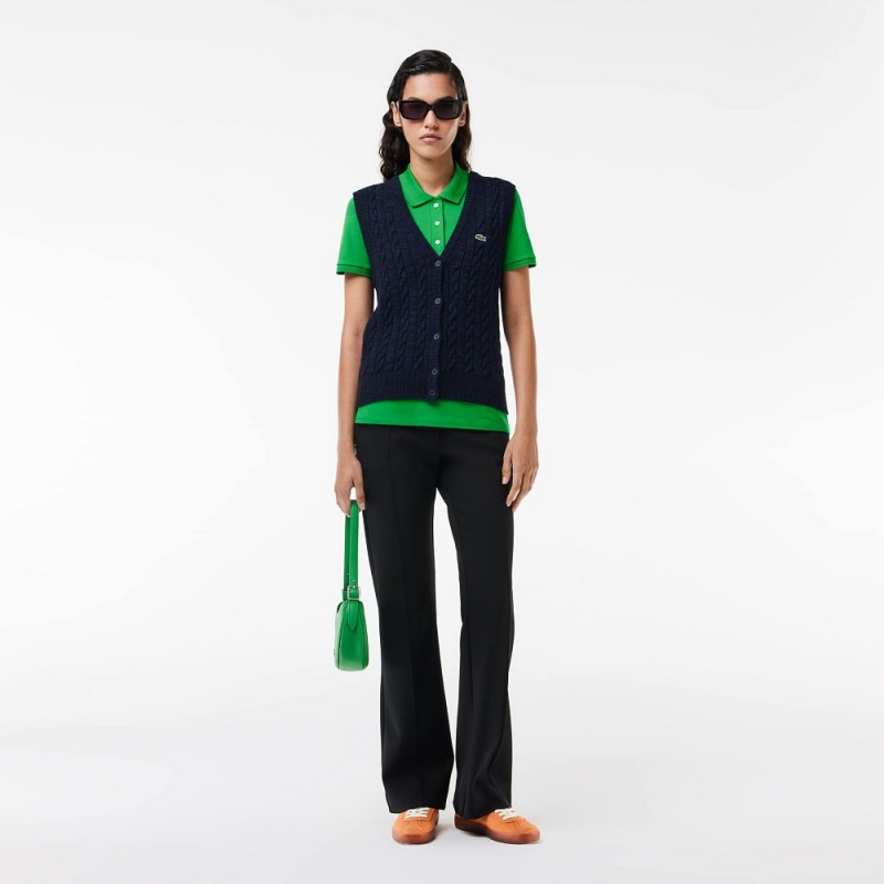 Women's Lacoste L.12.D Slim Fit Stretch Mini Piqué Polo Shirts Green | XZR078269