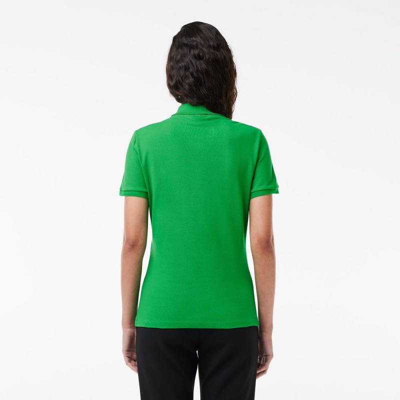 Women's Lacoste L.12.D Slim Fit Stretch Mini Piqué Polo Shirts Green | XZR078269