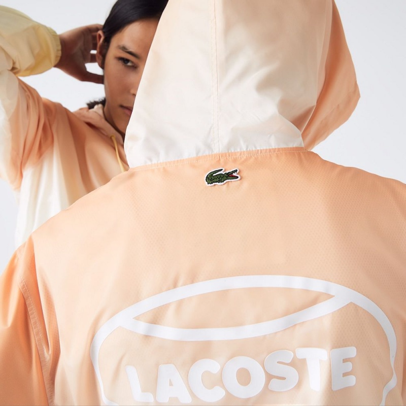 Women's Lacoste LIVE Lightweight Pullover Windbreaker Jackets Orange White Yellow | FVK139780