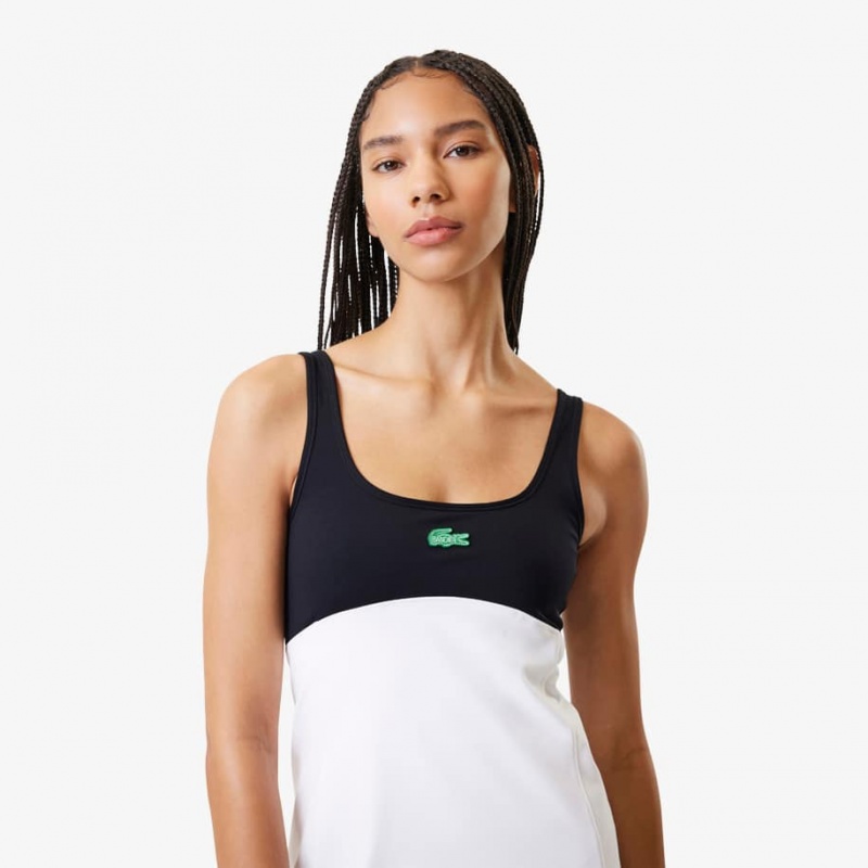 Women's Lacoste Lacoste x Bandier All Motion Colorblock Dress White | CTG367851