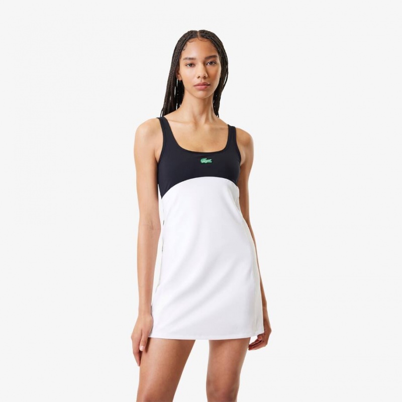 Women's Lacoste Lacoste x Bandier All Motion Colorblock Dress White | CTG367851