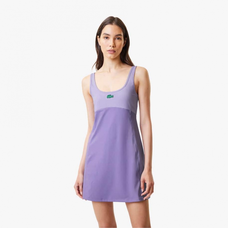 Women's Lacoste Lacoste x Bandier All Motion Colorblock Dress Purple | DHG374190