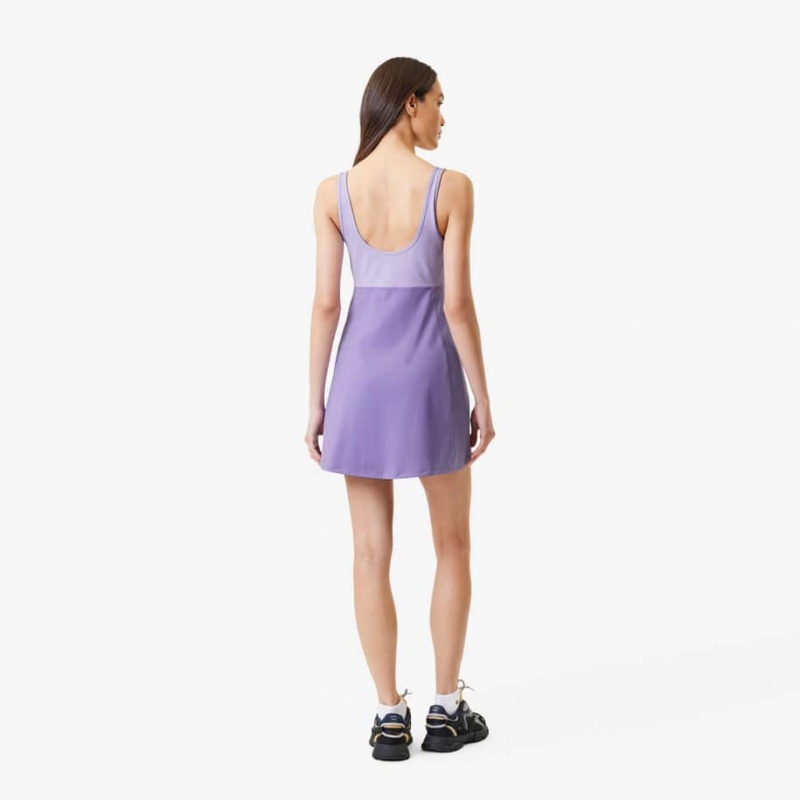 Women's Lacoste Lacoste x Bandier All Motion Colorblock Dress Purple | DHG374190