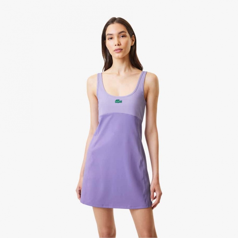 Women's Lacoste Lacoste x Bandier All Motion Colorblock Dress Purple | DHG374190