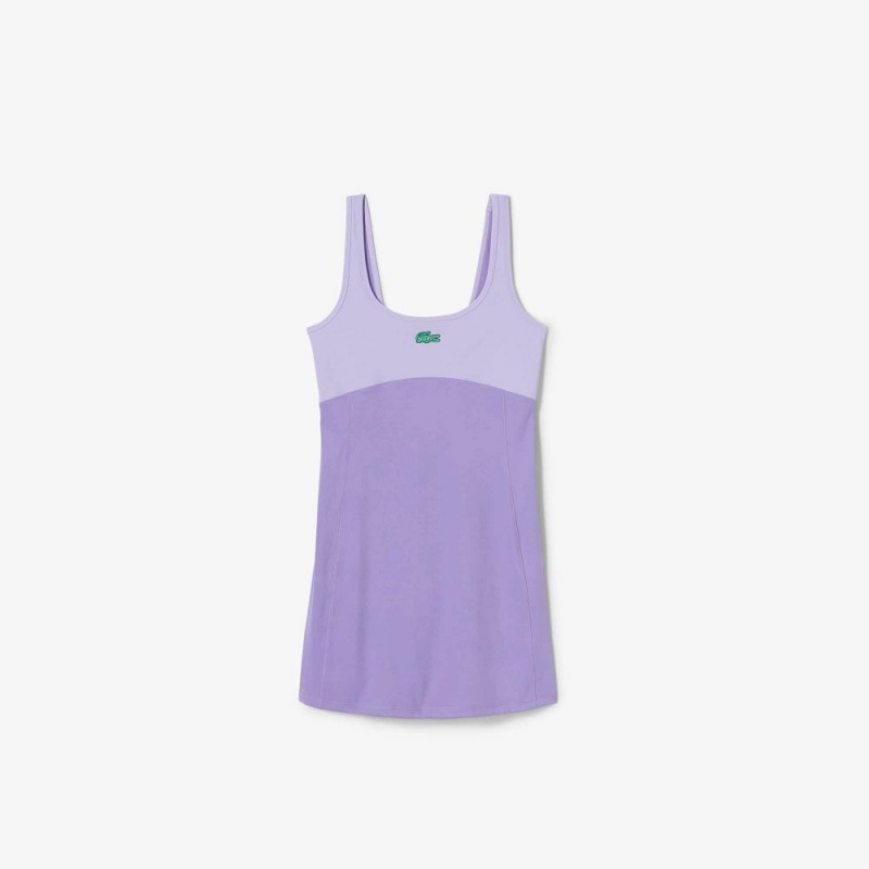 Women's Lacoste Lacoste x Bandier All Motion Colorblock Dress Purple | DHG374190