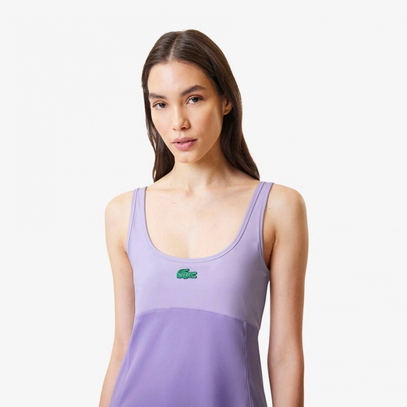 Women's Lacoste Lacoste x Bandier All Motion Colorblock Dress Purple | DHG374190