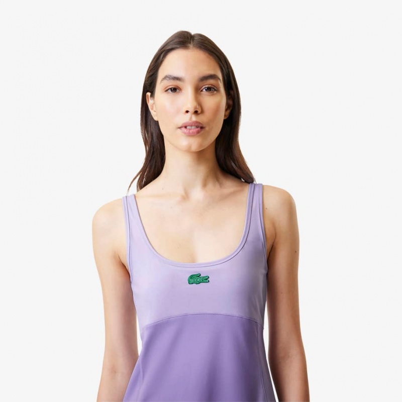 Women's Lacoste Lacoste x Bandier All Motion Colorblock Dress Purple | DHG374190